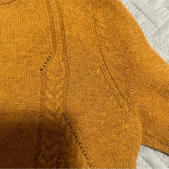 Anthropologie SPARROW‎ Cable Print Mustard Yellow Tunic Sweater. Size Medium. - Picture 10 of 11